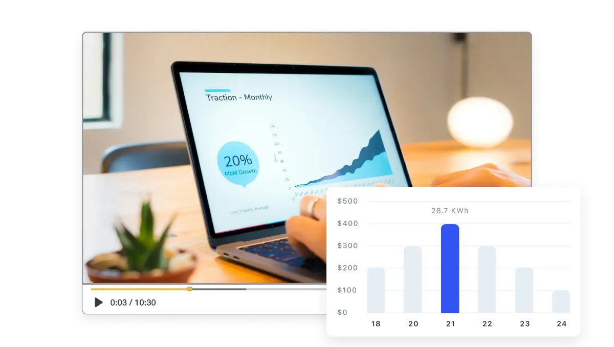 Infographic video creator showing animated data charts and motion visuals to explain complex topics clearly.